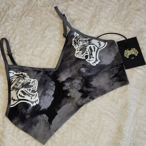 Darc Sport Black and Gray Wolf Print Bralette